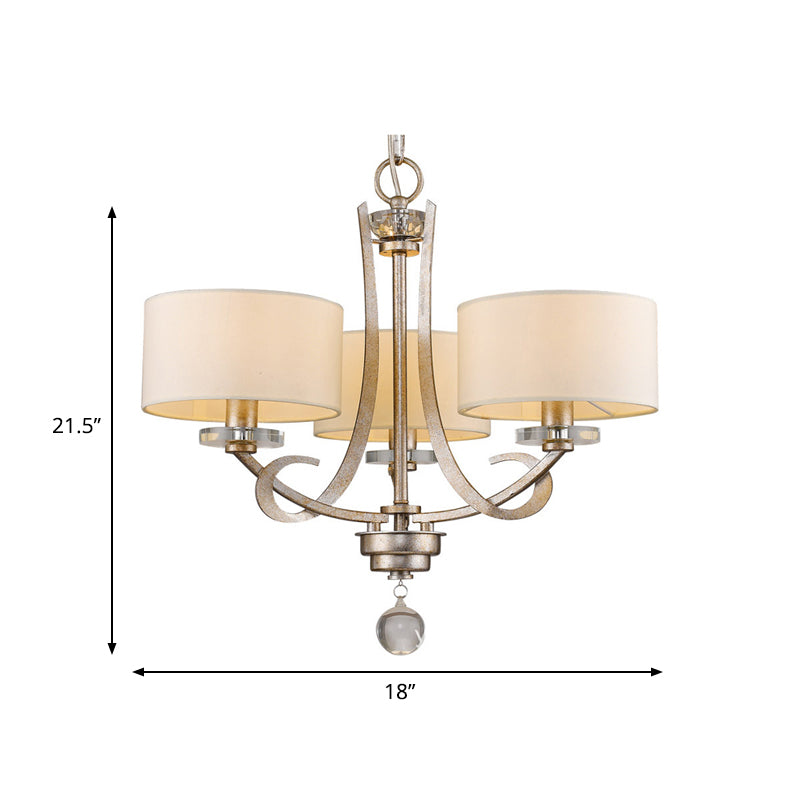 3 lampadario classico di tamburi classico di luce a sospensione leggera in bianco per camera da letto con cristallo