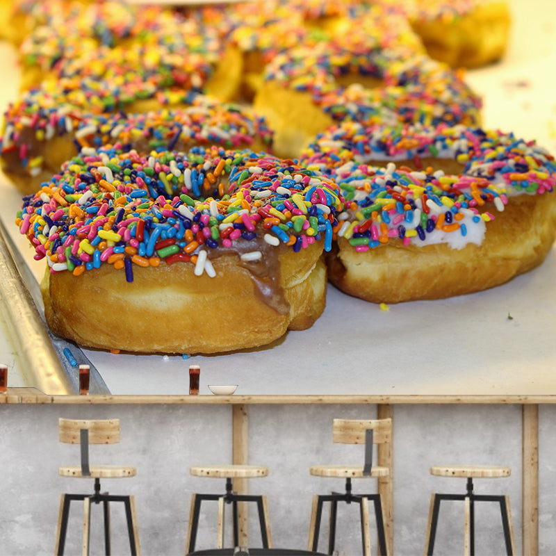 Customized Dessert Food Mural Donut Painting Wallpaper Commerce Shop Mildew Resistant