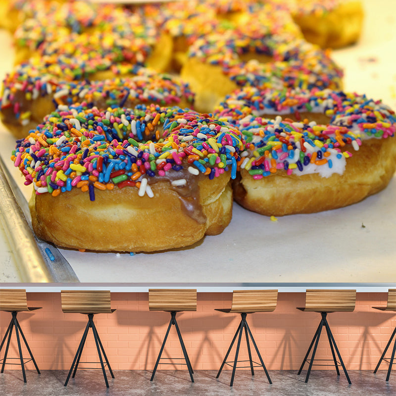 Customized Dessert Food Mural Donut Painting Wallpaper Commerce Shop Mildew Resistant