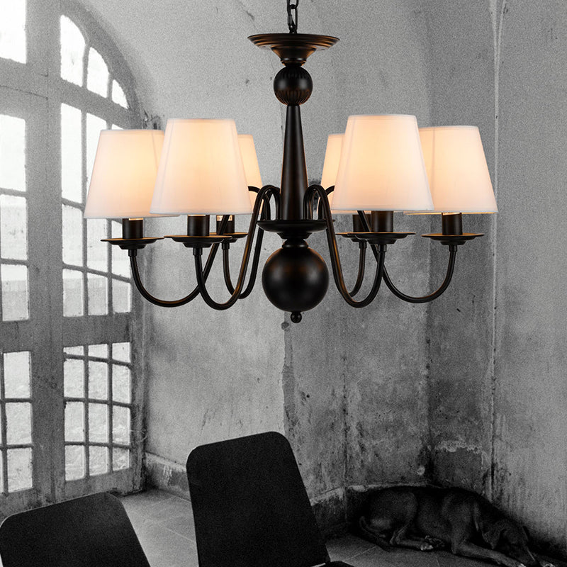 Lampada il lampadario 3/5/6 luci lampada tradizionale in tessuto bianco conico lampada a sospensione per soggiorno