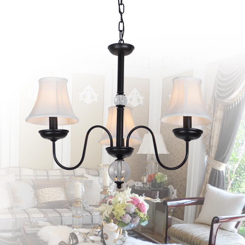 Wit 3/5/6 Lichten Kroonluchter Lichtlijn Traditionele stof taps toelopende hanglamp