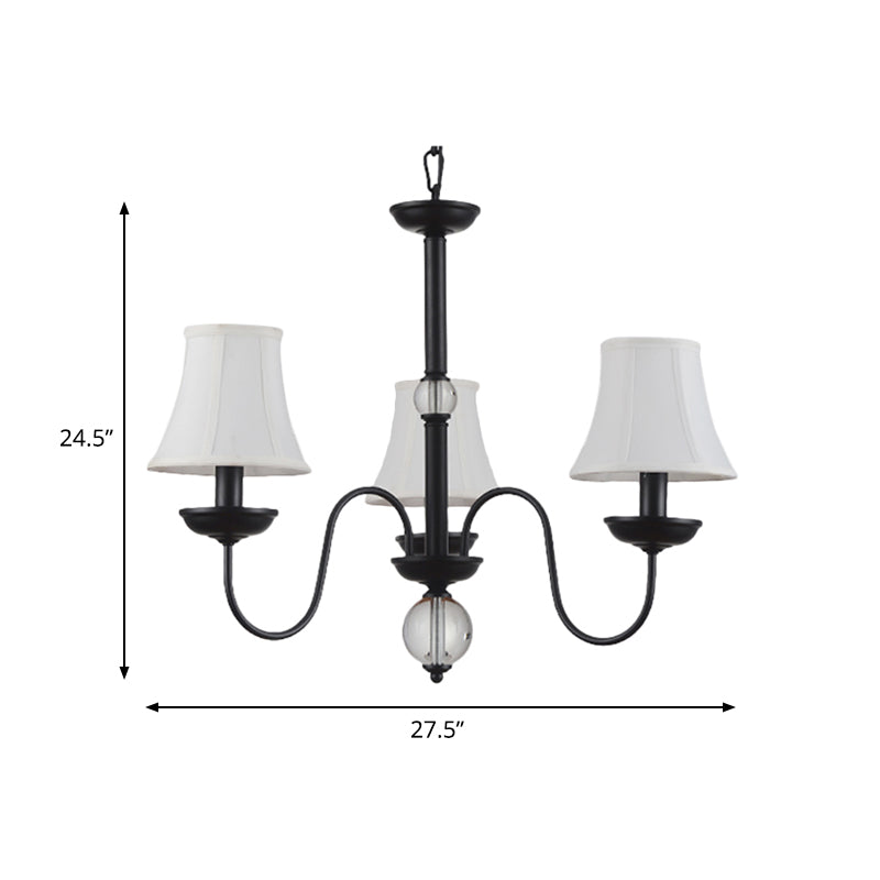 Wit 3/5/6 Lichten Kroonluchter Lichtlijn Traditionele stof taps toelopende hanglamp