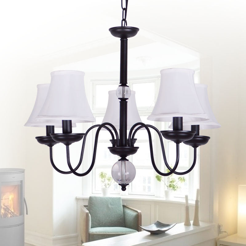 Wit 3/5/6 Lichten Kroonluchter Lichtlijn Traditionele stof taps toelopende hanglamp