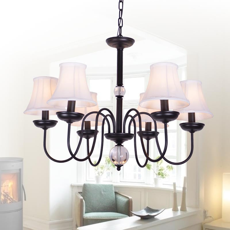 Wit 3/5/6 Lichten Kroonluchter Lichtlijn Traditionele stof taps toelopende hanglamp