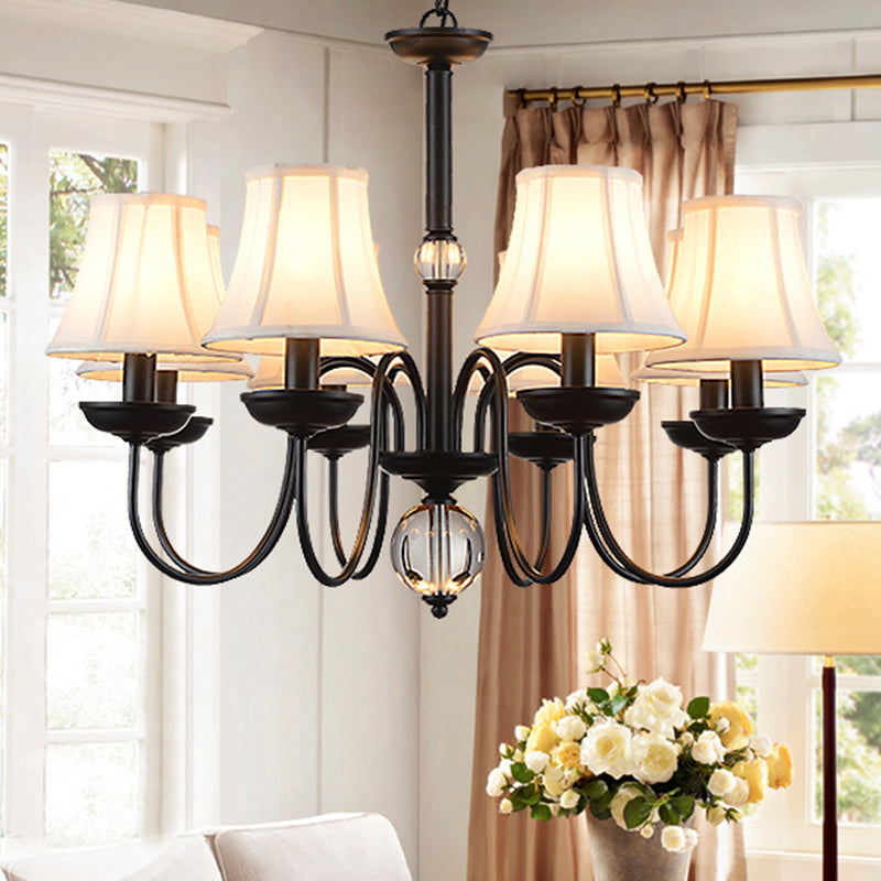 Wit 3/5/6 Lichten Kroonluchter Lichtlijn Traditionele stof taps toelopende hanglamp