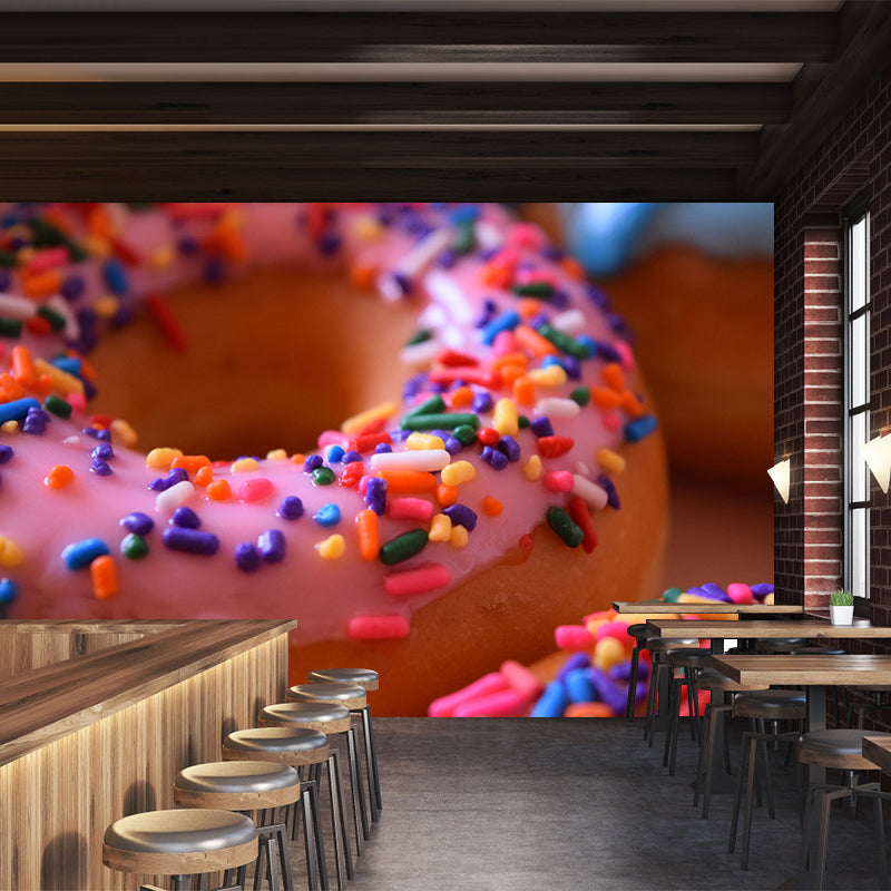 Soft Color Dessert Painting Mural Decal Modern Commercial Use Donut Pattern Wall Covering