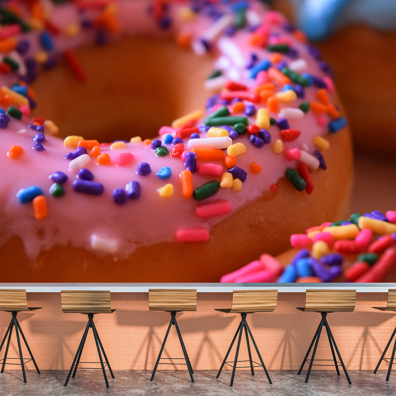 Soft Color Dessert Painting Mural Decal Modern Commercial Use Donut Pattern Wall Covering