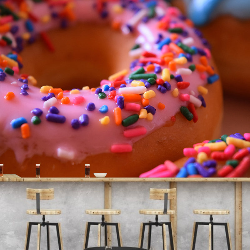 Soft Color Dessert Painting Mural Decal Modern Commercial Use Donut Pattern Wall Covering