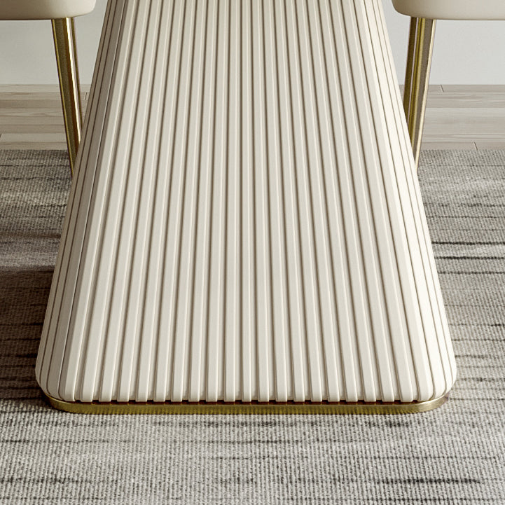 Modern Style Sintered Stone Dining Set with White Rectangle Shape Table and Pedestal Base