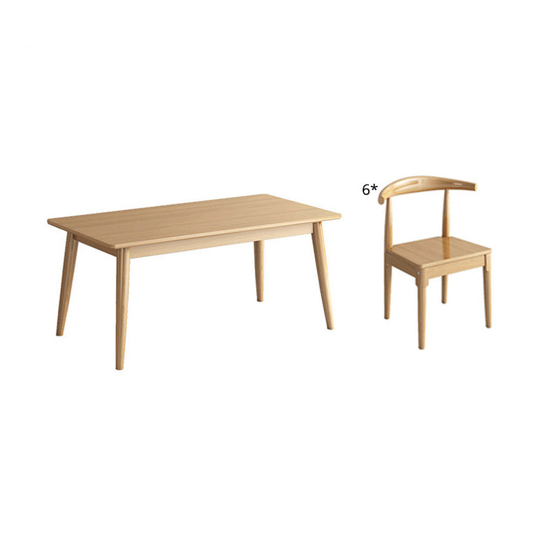 Modern Style Solid Wood Dining Room Set with Rectangle Shape Table and 4 Legs Base for Home Use