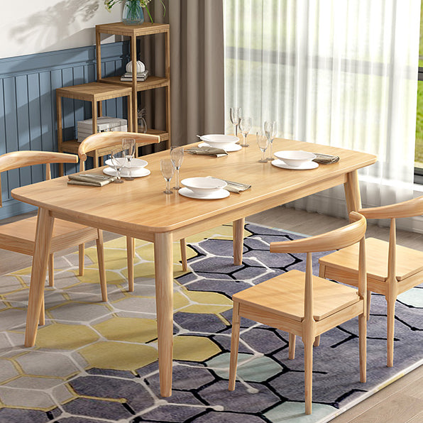 Modern Style Solid Wood Dining Room Set with Rectangle Shape Table and 4 Legs Base for Home Use