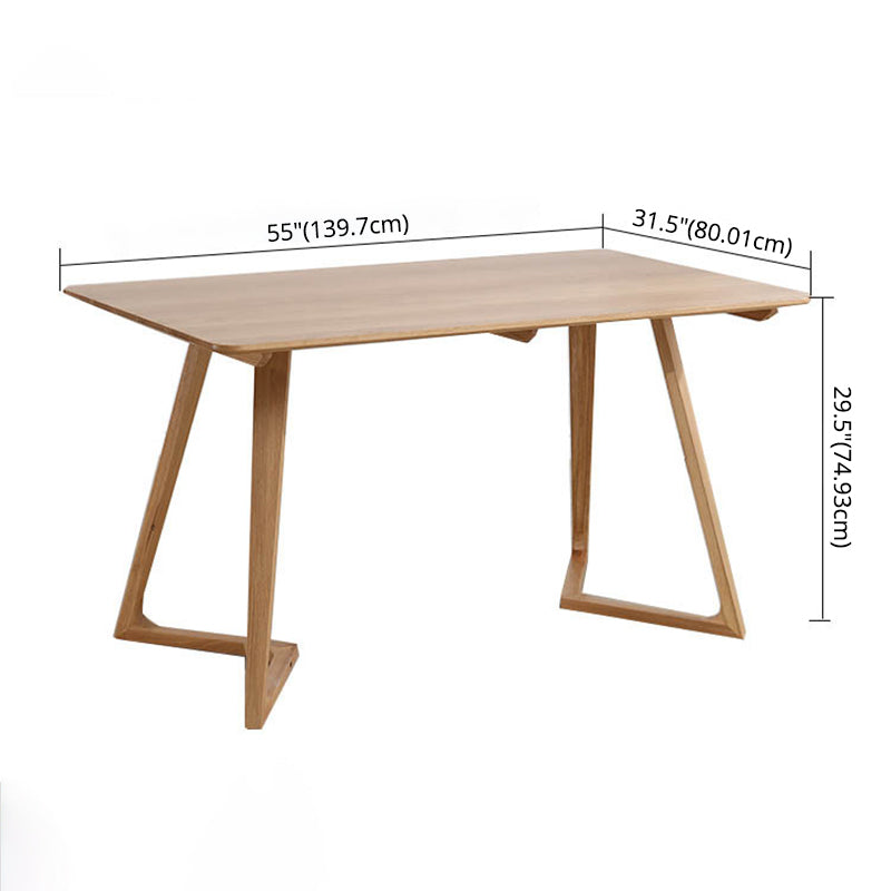 Modern Style Solid Wood Dining Set with Rectangle Shape Table and Double Pedestal Base