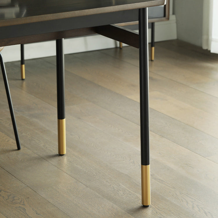 Modern Style Solid Wood Dining Set with Brown Table and 4 Metal Legs Base for Home Use