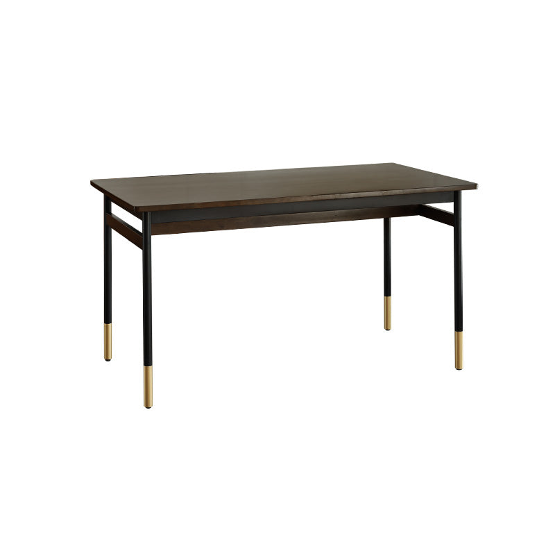 Modern Style Solid Wood Dining Set with Brown Table and 4 Metal Legs Base for Home Use