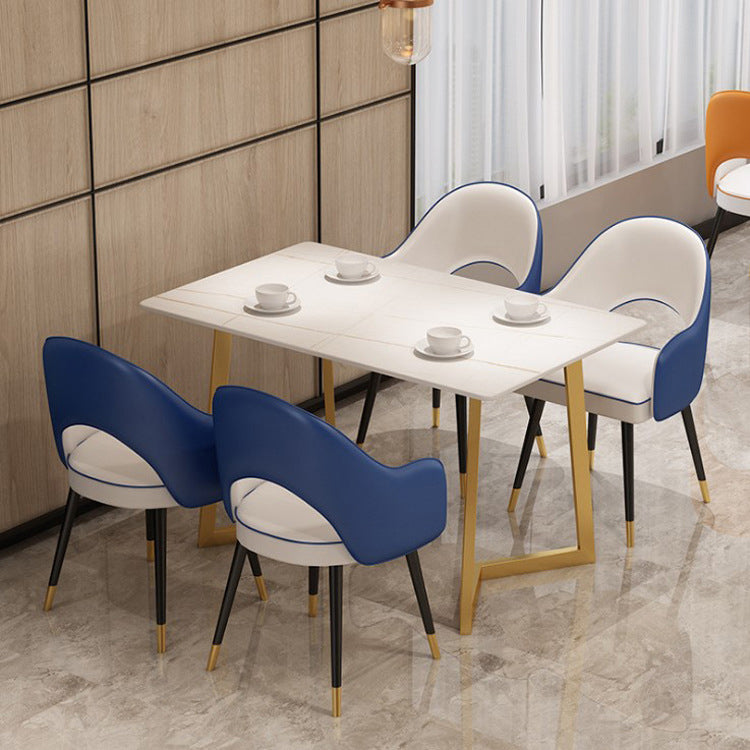 Modern Standard White Dining Set Sintered Stone Rectangle Shape Dining Set for Kitchen
