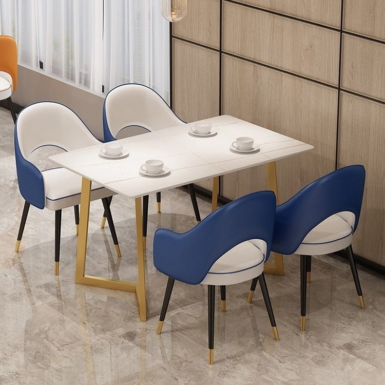 Modern Standard White Dining Set Sintered Stone Rectangle Shape Dining Set for Kitchen