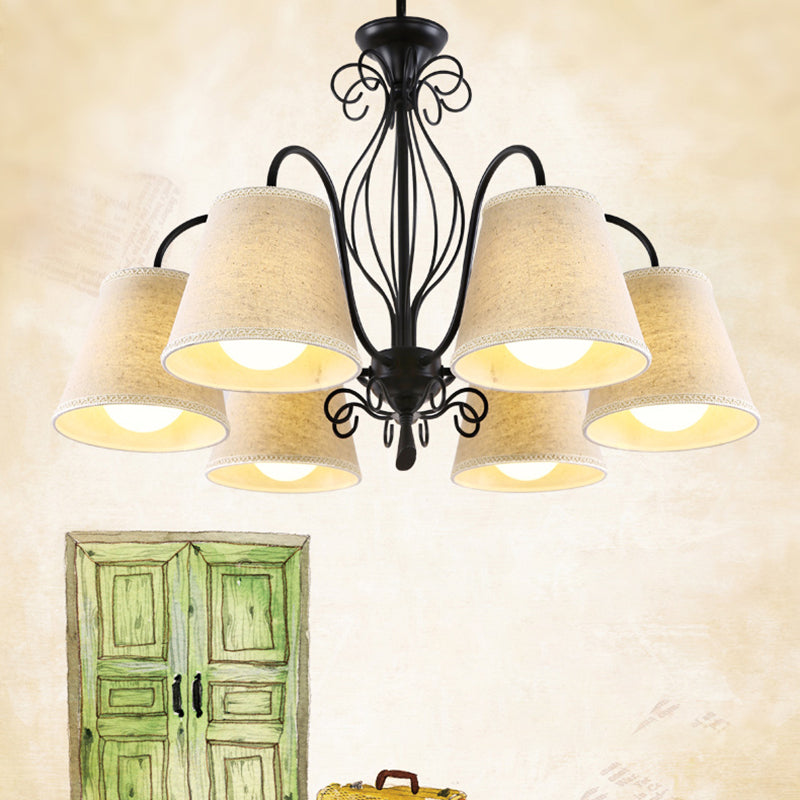 3/6/8 lampada da soffitto con te in tessuto cono tonalità classica soggiorno lampadario a sospensione in bianco/bianco
