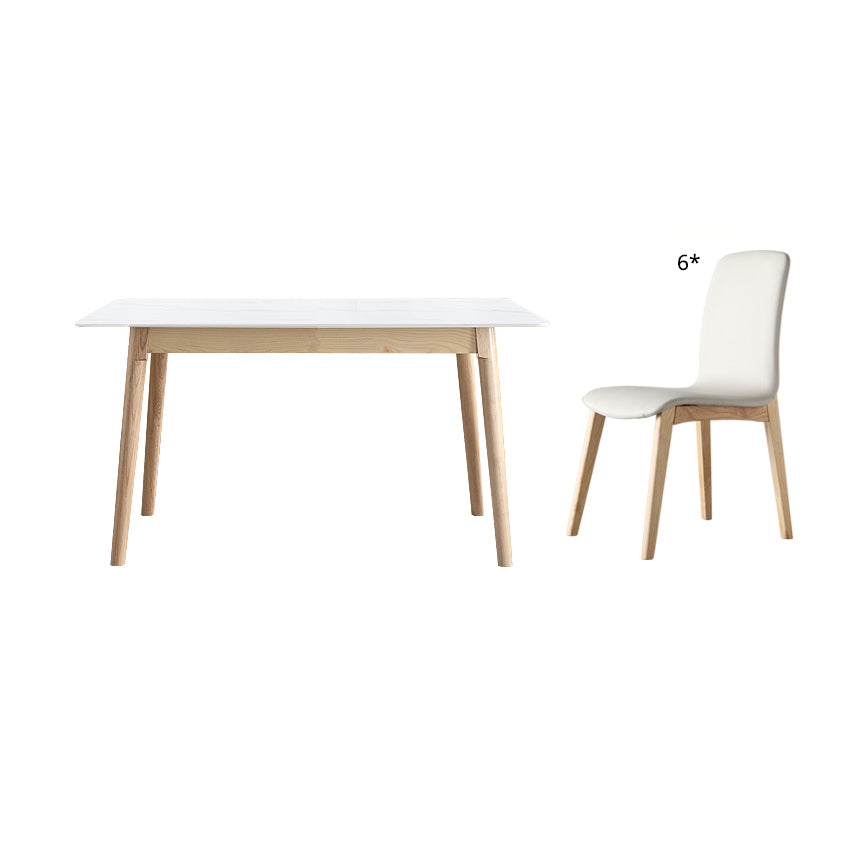 Modern Style Standard Height Table with Sintered Stone Dining Table and 4 Solid Wood Legs Base