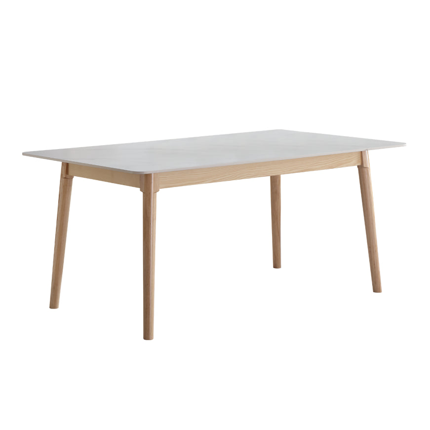Modern Style Standard Height Table with Sintered Stone Dining Table and 4 Solid Wood Legs Base