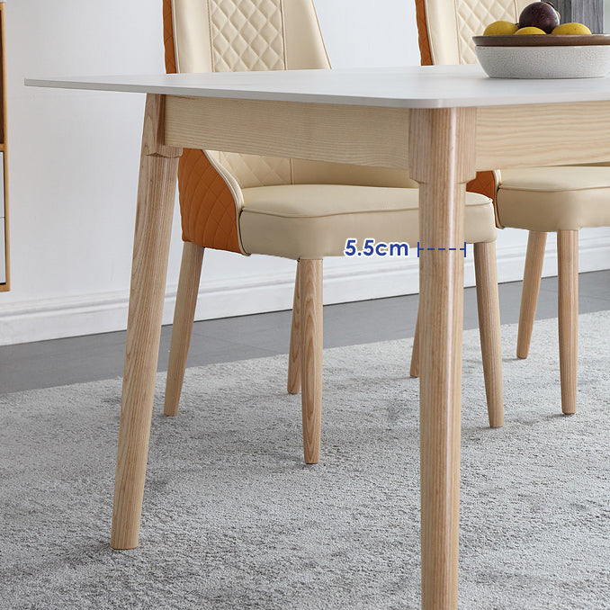 Modern Style Standard Height Table with Sintered Stone Dining Table and 4 Solid Wood Legs Base