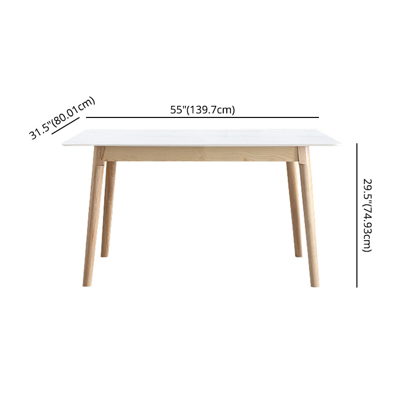 Modern Style Standard Height Table with Sintered Stone Dining Table and 4 Solid Wood Legs Base