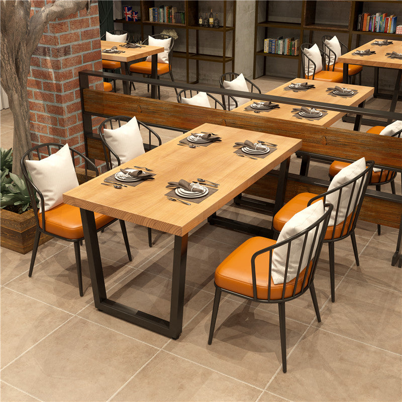Rectangle Industrial Solid Wood Dining Room Set Double Pedestal Table Dining Table Sets