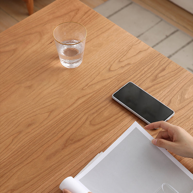 Contemporary Solid Wood Top Dining Room Set Built-in Drawer Design Dining Table Furniture