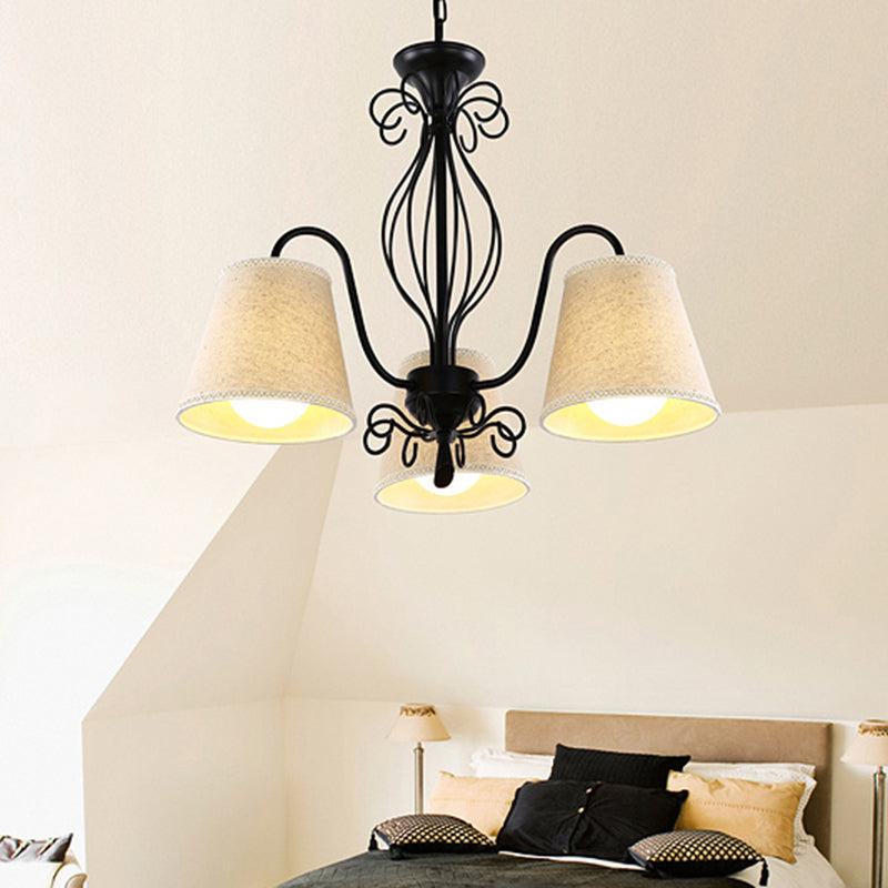 3/6/8 lampada da soffitto con te in tessuto cono tonalità classica soggiorno lampadario a sospensione in bianco/bianco
