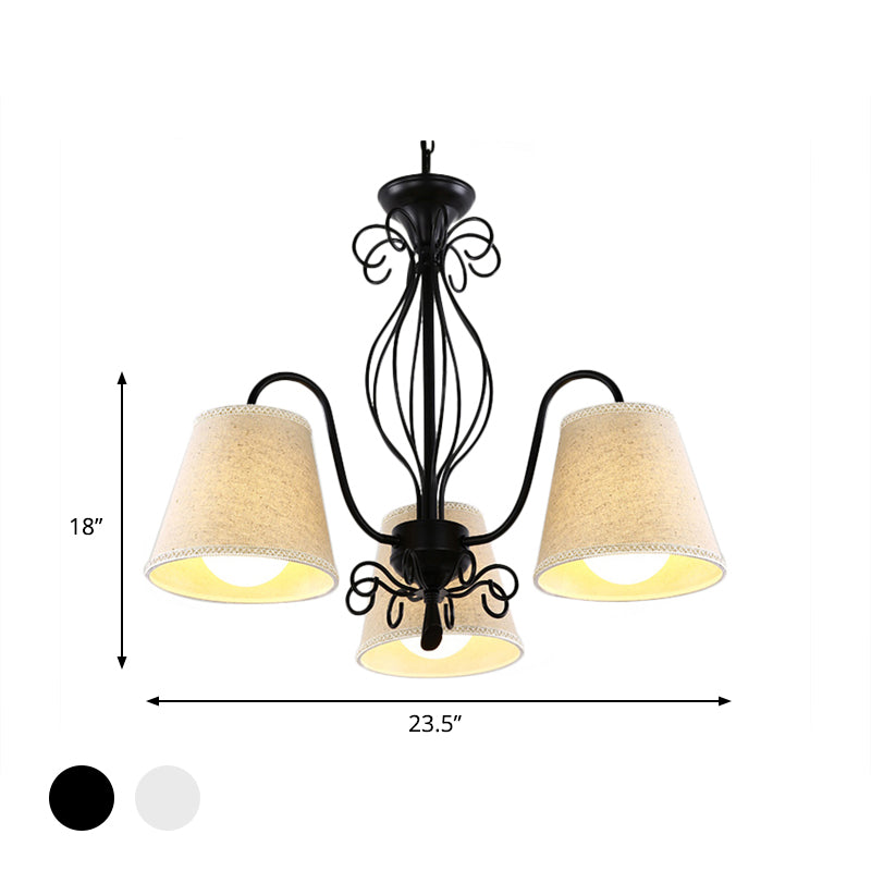 3/6/8 lampada da soffitto con te in tessuto cono tonalità classica soggiorno lampadario a sospensione in bianco/bianco