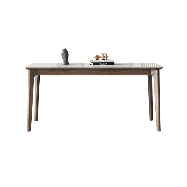 Modern Sintered Stone Table Set of 5/7 with Rectangle Table Dining Set with PU Leather  Chairs