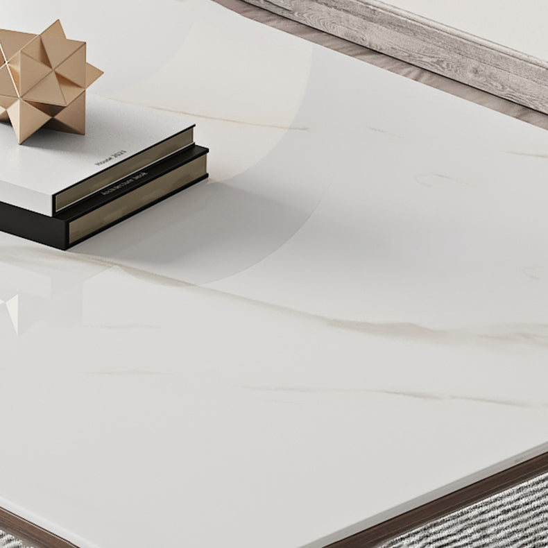 Modern Sintered Stone Table Set of 5/7 with Rectangle Table Dining Set with PU Leather  Chairs