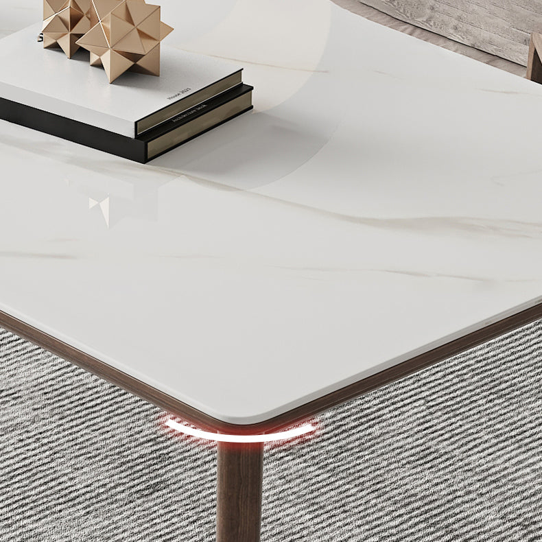 Modern Sintered Stone Table Set of 5/7 with Rectangle Table Dining Set with PU Leather  Chairs