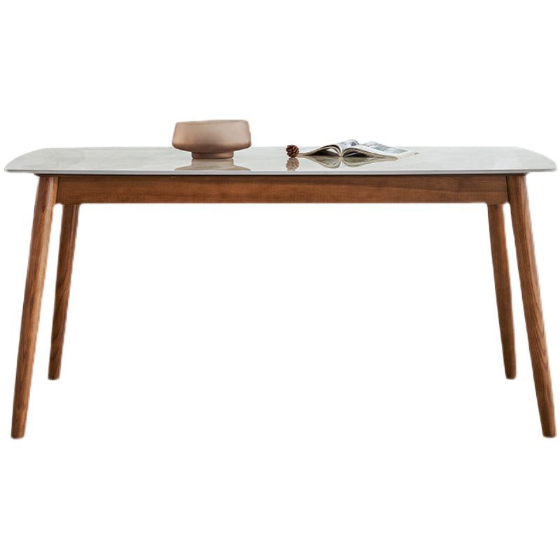 Modern Sintered Stone Table Set of 5/7 with Rectangle Table Dining Set with Woodern Chairs