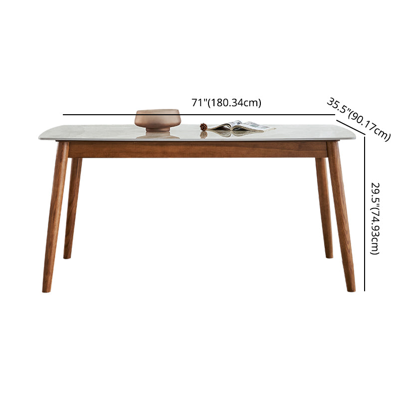 Modern Sintered Stone Table Set of 5/7 with Rectangle Table Dining Set with Woodern Chairs