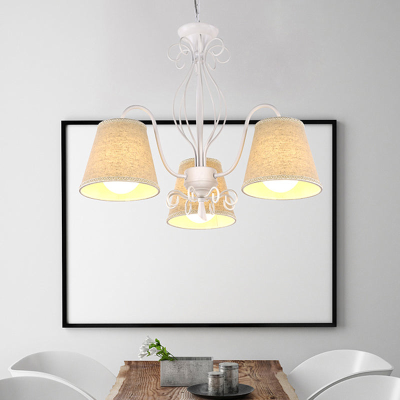 3/6/8 lampada da soffitto con te in tessuto cono tonalità classica soggiorno lampadario a sospensione in bianco/bianco