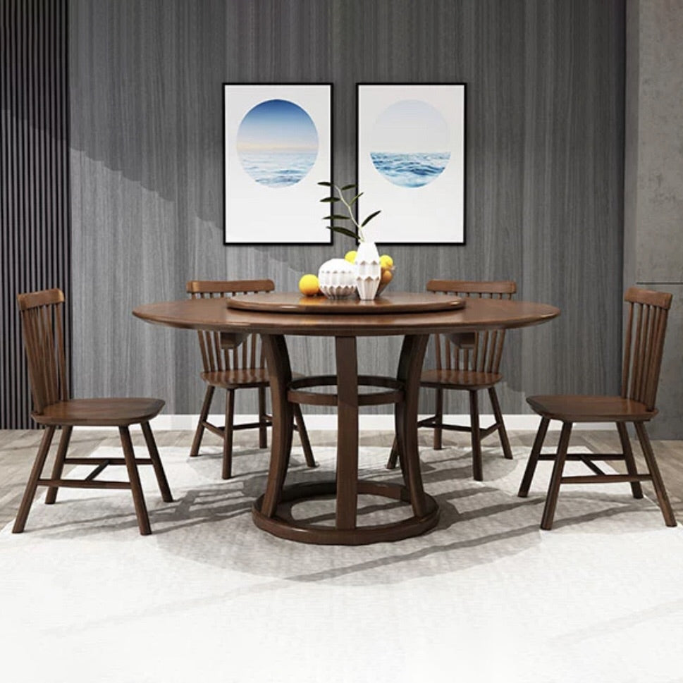 Round Traditional Standard Wood Dining Room Set of Rectangle Shape for Kitchen Table Set