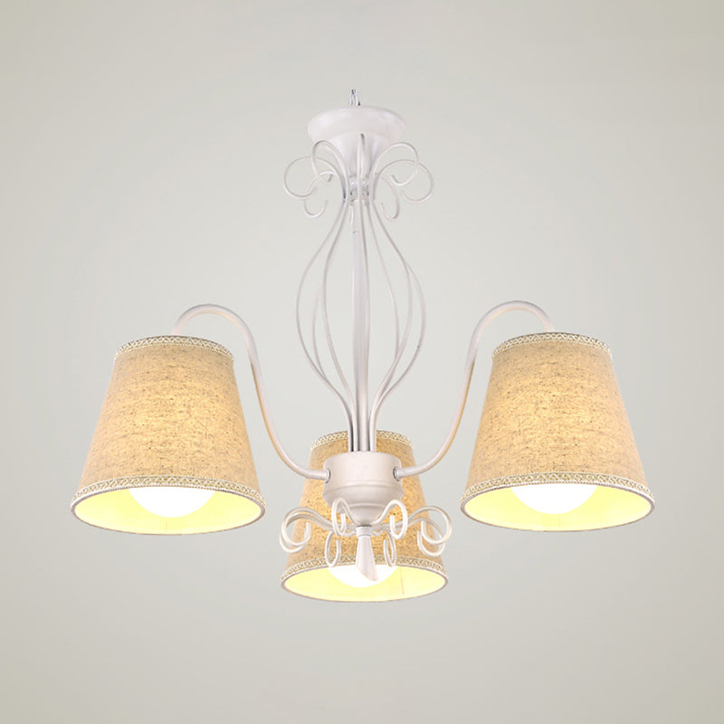 3/6/8 lampada da soffitto con te in tessuto cono tonalità classica soggiorno lampadario a sospensione in bianco/bianco
