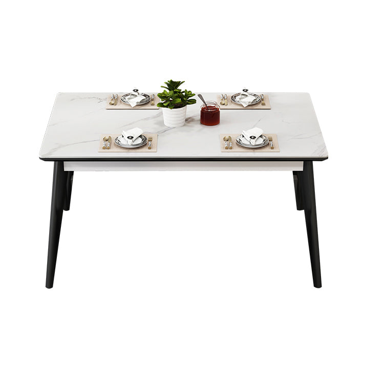 Modern Sintered Stone Table Set of 5/7 with Rectangle Table Dining Set with Woodern Chairs