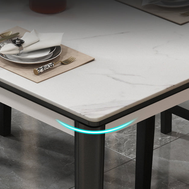 Modern Sintered Stone Table Set of 5/7 with Rectangle Table Dining Set with Woodern Chairs