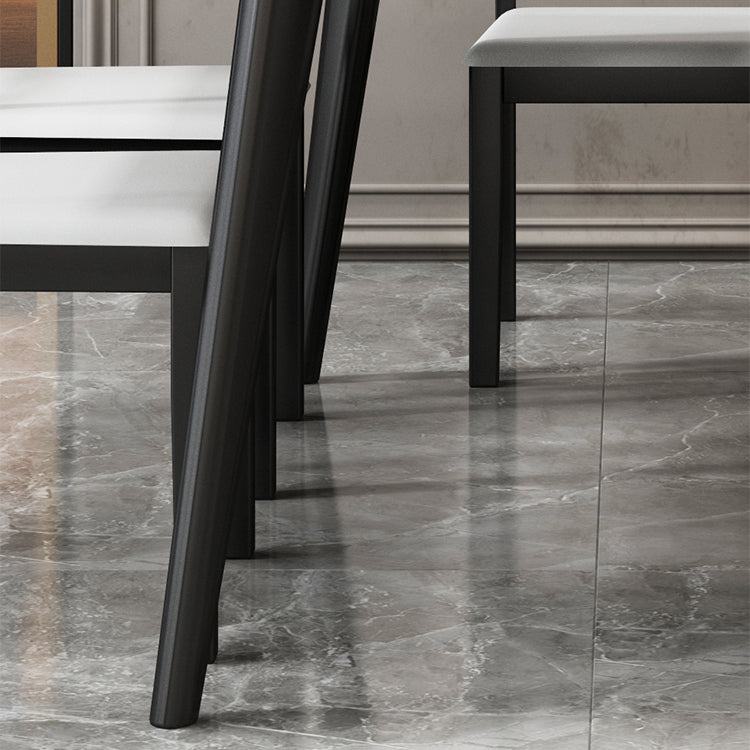 Modern Sintered Stone Table Set of 5/7 with Rectangle Table Dining Set with Woodern Chairs