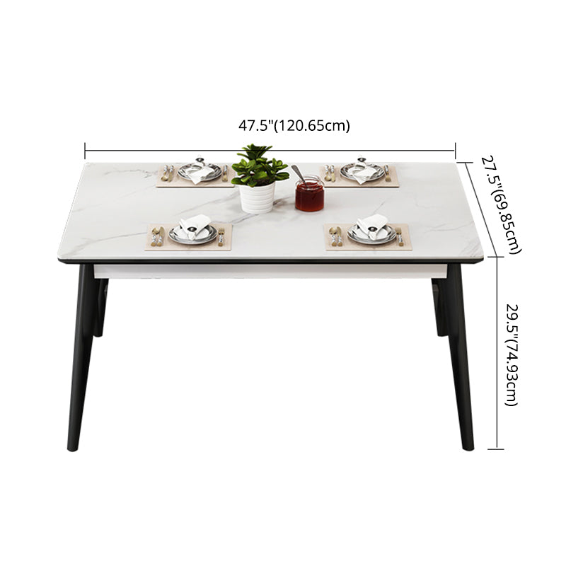 Modern Sintered Stone Table Set of 5/7 with Rectangle Table Dining Set with Woodern Chairs