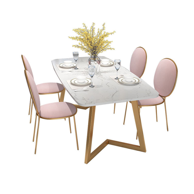 Modern Fixed Dining¬†Room¬†Table¬†Set Marble Top Kitchen Dining Furniture with 4 Legs Base