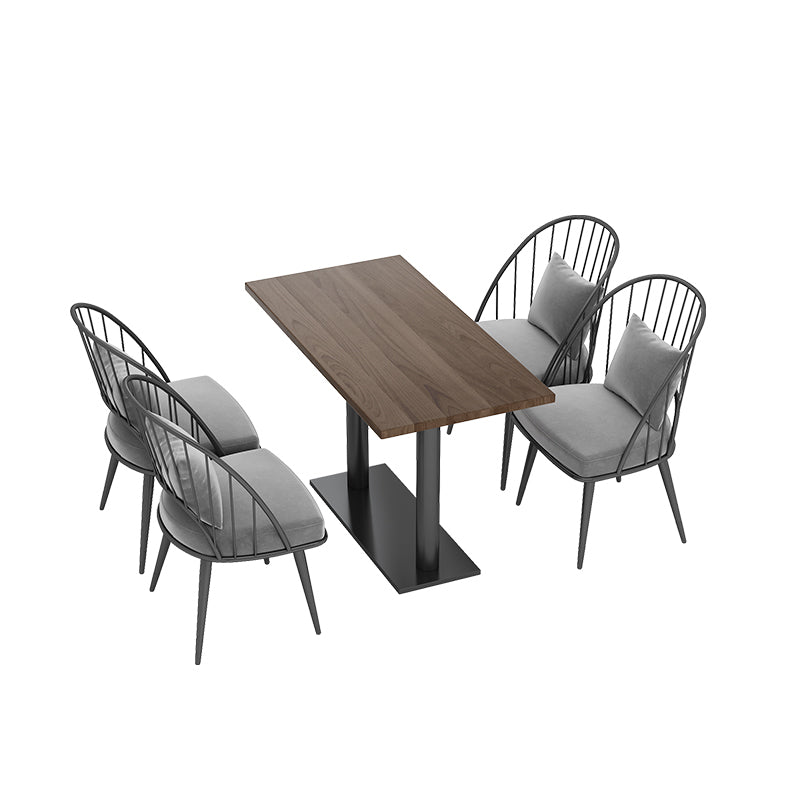 Industrial Style Solid Wood Top Dining¬†Room¬†Set with Rectangle Shape Dining Table Furniture