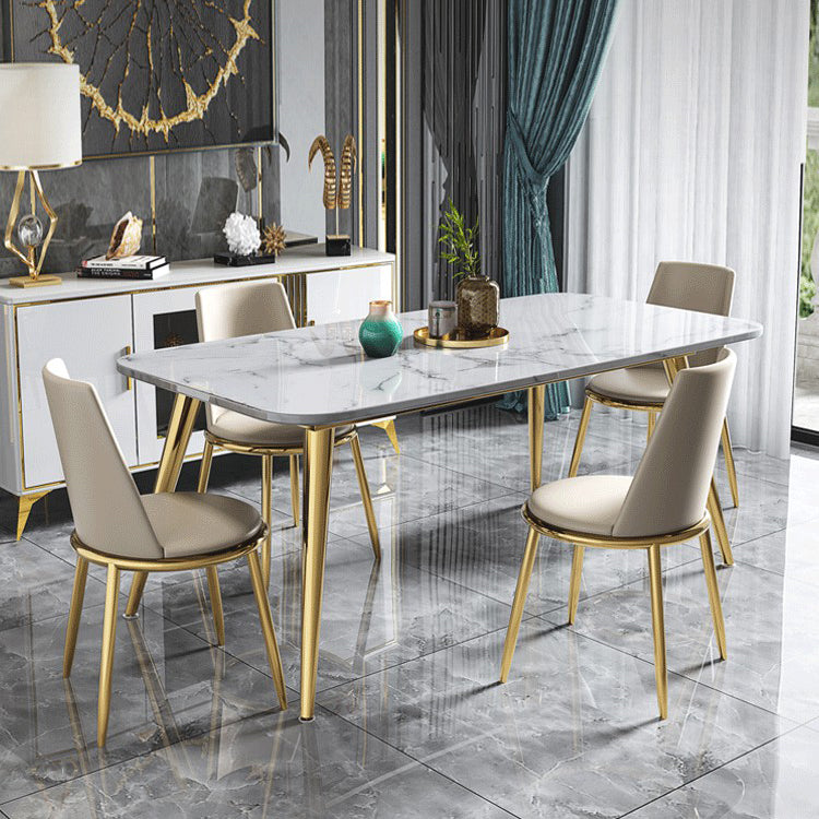 Fixed Sintered Stone Dining Room Set with Metallic 4 Legs Table Dining Room Furniture for Home Use