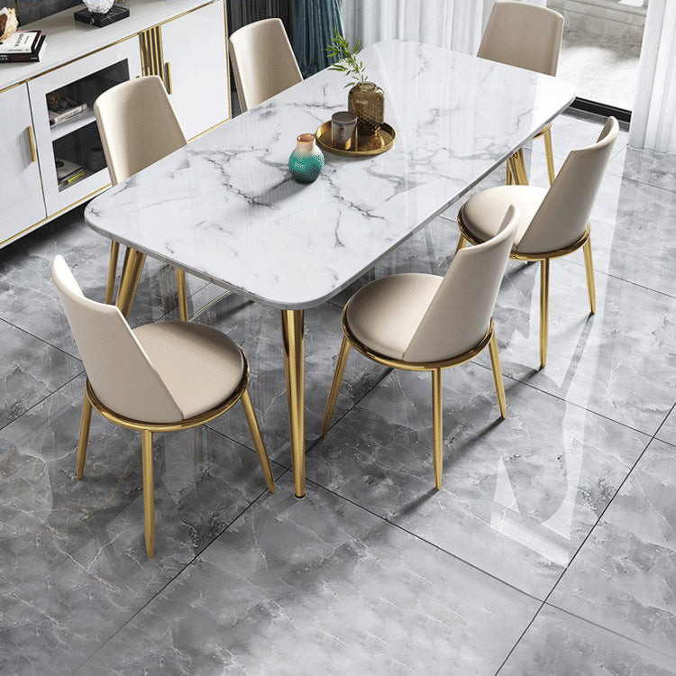 Fixed Sintered Stone Dining Room Set with Metallic 4 Legs Table Dining Room Furniture for Home Use