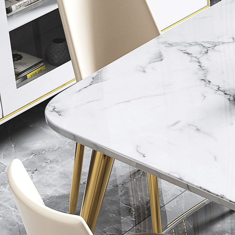 Fixed Sintered Stone Dining Room Set with Metallic 4 Legs Table Dining Room Furniture for Home Use