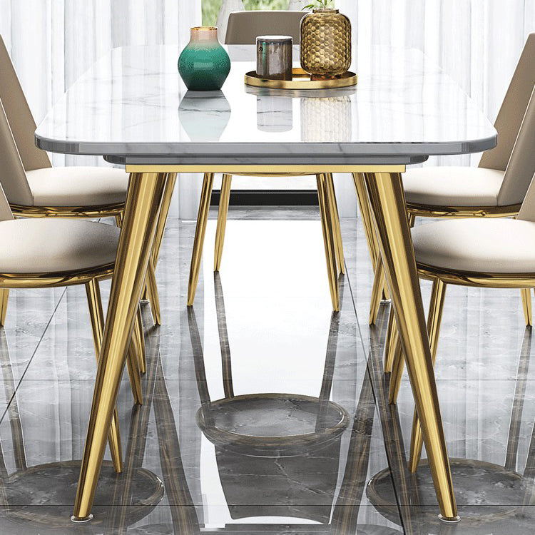 Fixed Sintered Stone Dining Room Set with Metallic 4 Legs Table Dining Room Furniture for Home Use