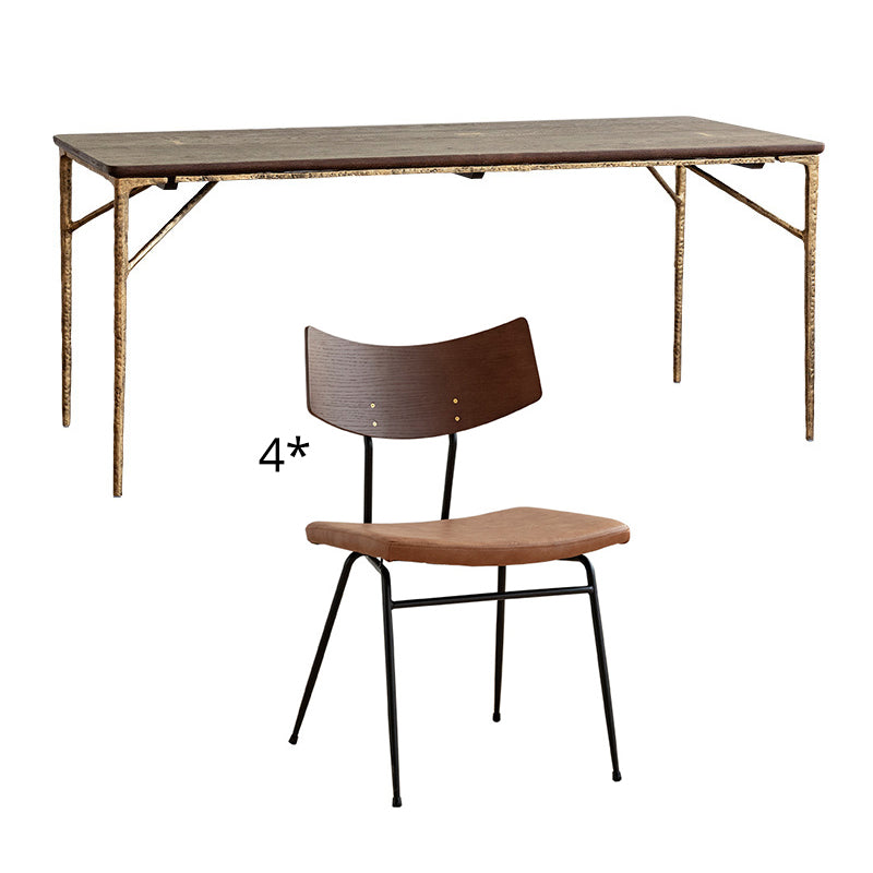 Industriële stijl houten dineren † kamer † ingesteld met rechthoekige tafel en metalen eettafel meubels