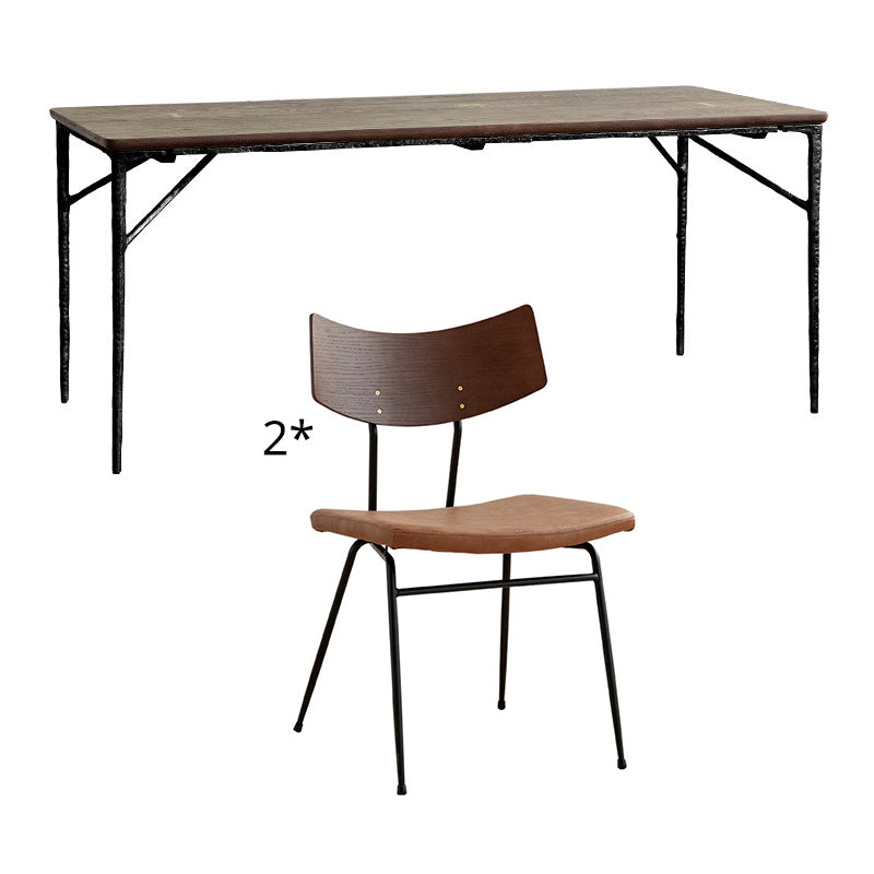 Industriële stijl houten dineren † kamer † ingesteld met rechthoekige tafel en metalen eettafel meubels