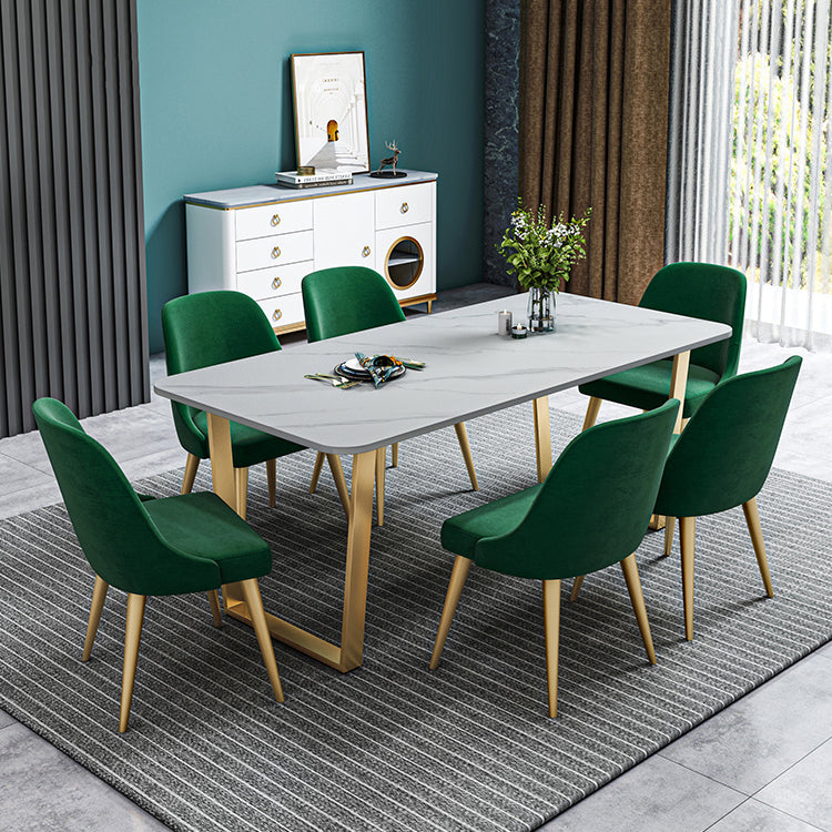 Rectangle Scandinavian Style Dining Room Set Sintered Stone Top Dining Furniture Set